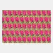 Farbenfrohe Elegante Rosa Blume Rosa Blütenfarben Geschenkpapier Set (Vorderseite 2)