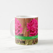 Farbenfrohe Elegante Rosa Blume Rosa Blütenfarben Kaffeetasse (Vorderseite Links)