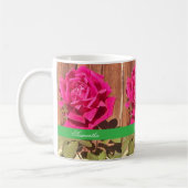 Farbenfrohe Elegante Rosa Blume Rosa Blütenfarben Kaffeetasse (Links)