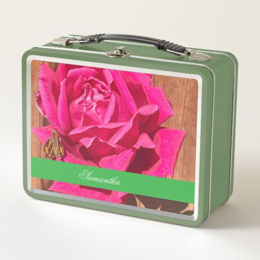 Farbenfrohe Elegante Rosa Blume Rosa Blütenfarben Metall Brotdose (Vorderseite)