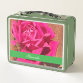 Farbenfrohe Elegante Rosa Blume Rosa Blütenfarben Metall Brotdose (Rückseite)