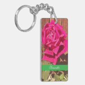 Farbenfrohe Elegante Rosa Blume Rosa Blütenfarben Schlüsselanhänger (Vorderseite links)