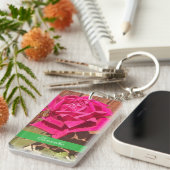Farbenfrohe Elegante Rosa Blume Rosa Blütenfarben Schlüsselanhänger (Vorderseite rechts)