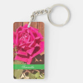 Farbenfrohe Elegante Rosa Blume Rosa Blütenfarben Schlüsselanhänger (Rückseite)