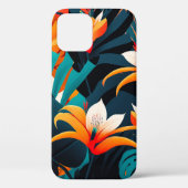 Farbenfrohe Elegante Tropische Blätter und Blume | Case-Mate iPhone Hülle (Rückseite)