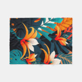 Farbenfrohe Elegante Tropische Blätter und Blume | Fleecedecke (Vorderseite (Horizontal))
