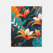 Farbenfrohe Elegante Tropische Blätter und Blume | Fleecedecke (Vorderseite)