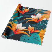 Farbenfrohe Elegante Tropische Blätter und Blume | Geschenkpapier (Ungerollt)