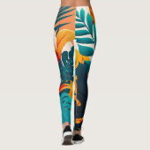 Farbenfrohe Elegante Tropische Blätter und Blume | Leggings (Rückseite)