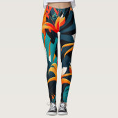 Farbenfrohe Elegante Tropische Blätter und Blume | Leggings (Vorderseite)