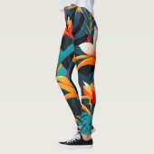 Farbenfrohe Elegante Tropische Blätter und Blume | Leggings (Links)
