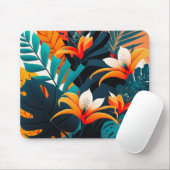 Farbenfrohe Elegante Tropische Blätter und Blume | Mousepad (Mit Mouse)