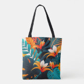 Farbenfrohe Elegante Tropische Blätter und Blume | Tasche (Rückseite)
