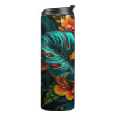 Farbenfrohe Elegante Tropische Blätter und Blume | Thermosbecher (Nach links gedreht)