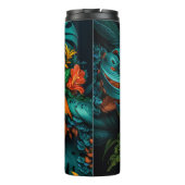 Farbenfrohe Elegante Tropische Blätter und Blume | Thermosbecher (Rückseite)