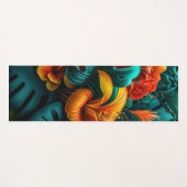 Farbenfrohe Elegante Tropische Blätter und Blume | Yogamatte (Vorderseite (Horizontal))