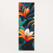 Farbenfrohe Elegante Tropische Blätter und Blume | Yogamatte (Rückseite)