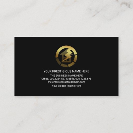 Farbenfrohe elektrische Wave Gold Zuhause Blitz Visitenkarte (Rückseite)