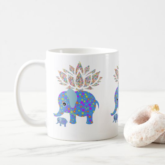 Farbenfrohe Elephant Blue Tasse (Mit Donut)