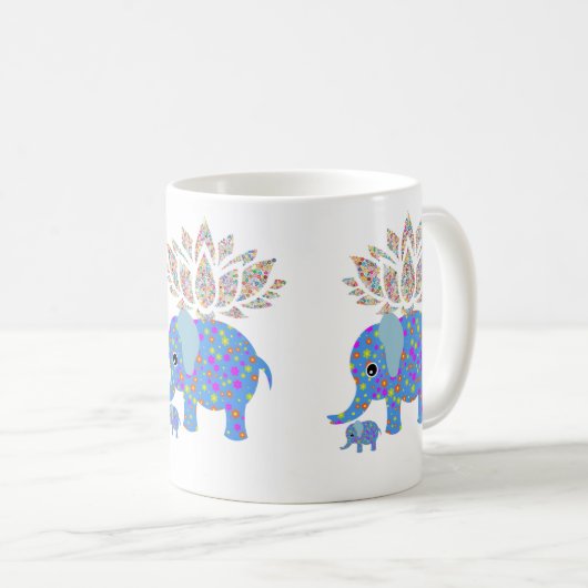 Farbenfrohe Elephant Blue Tasse (VorderseiteRechts)