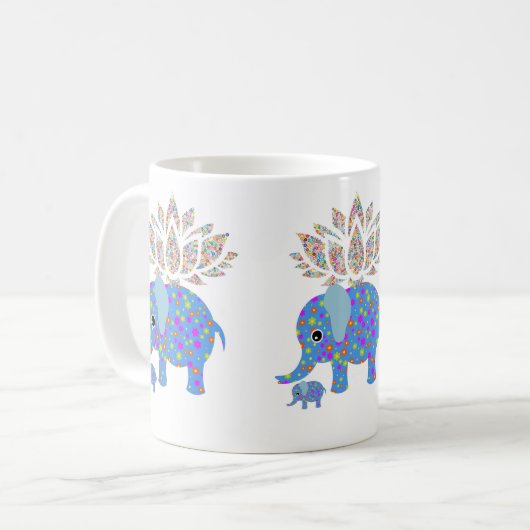 Farbenfrohe Elephant Blue Tasse (Vorderseite Links)