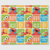 Farbenfrohe Elmo Grid Muster Geschenkpapier (Flach)