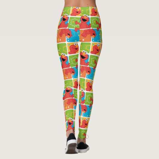 Farbenfrohe Elmo Grid Muster Leggings (Rückseite)