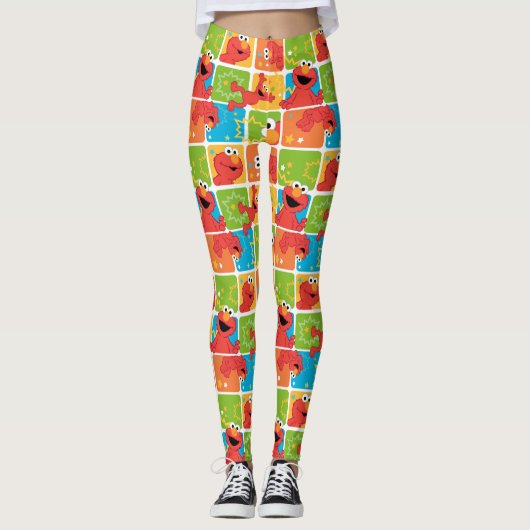 Farbenfrohe Elmo Grid Muster Leggings (Vorderseite)