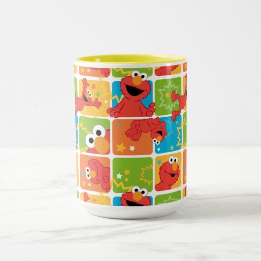 Farbenfrohe Elmo Grid Muster Tasse (Zentrum)