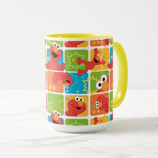Farbenfrohe Elmo Grid Muster Tasse (VorderseiteRechts)