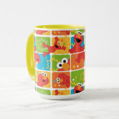 Farbenfrohe Elmo Grid Muster Tasse (Vorderseite Links)