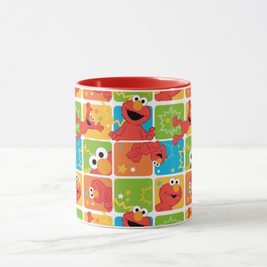 Farbenfrohe Elmo Grid Muster Tasse (Zentrum)