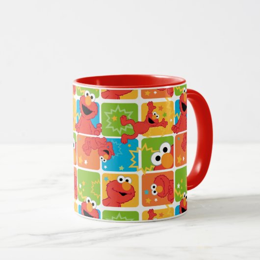 Farbenfrohe Elmo Grid Muster Tasse (VorderseiteRechts)