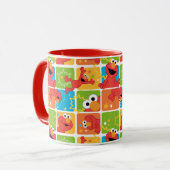 Farbenfrohe Elmo Grid Muster Tasse (Vorderseite Links)