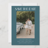 Farbenfrohe Emerald Aquamarin Art Deco Foto Hochze Save The Date (Vorderseite)