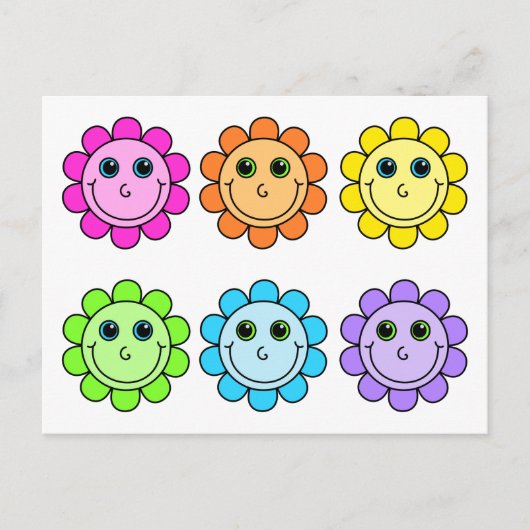 Farbenfrohe Emoji-Blume Postkarte (Vorderseite)