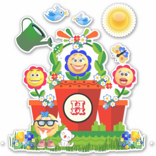 Farbenfrohe Emoji-Blume - Sticker (Vorderseite)