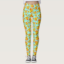 Farbenfrohe Emoji Food Pepperoni Pizza Scheiben ge Leggings
