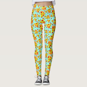 Farbenfrohe Emoji Food Pepperoni Pizza Scheiben ge Leggings