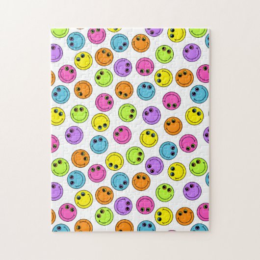 Farbenfrohe Emoji-Gesichter auf Weiß Puzzle (Vertikal)