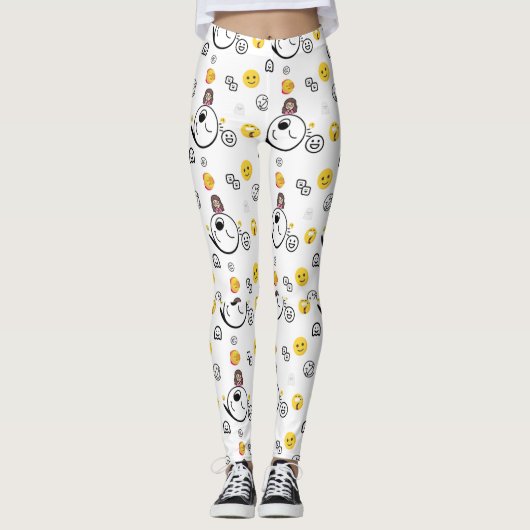 Farbenfrohe Emoji Leggings (Vorderseite)