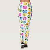Farbenfrohe Emojis Emoticon Faces Gemusterte Print Leggings (Rückseite)