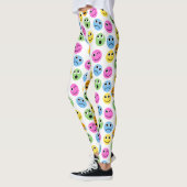 Farbenfrohe Emojis Emoticon Faces Gemusterte Print Leggings (Links)