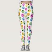 Farbenfrohe Emojis Emoticon Faces Gemusterte Print Leggings (Vorderseite)