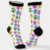 Farbenfrohe Emojis Emoticon Faces Gemusterte Print Socken (Gewinkelt)