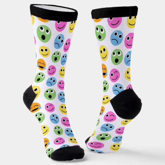 Farbenfrohe Emojis Emoticon Faces Gemusterte Print Socken (Gewinkelt)