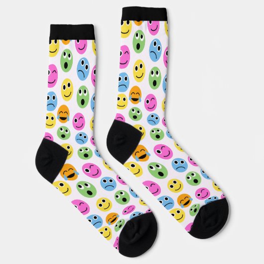 Farbenfrohe Emojis Emoticon Faces Gemusterte Print Socken (Rechts)