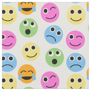 Farbenfrohe Emojis Emoticon Faces Gemusterte Print Stoff