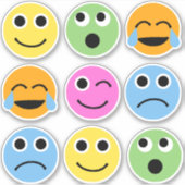 Farbenfrohe Emojis Faces Emoticons Stickers Aufkleber (Vorderseite)