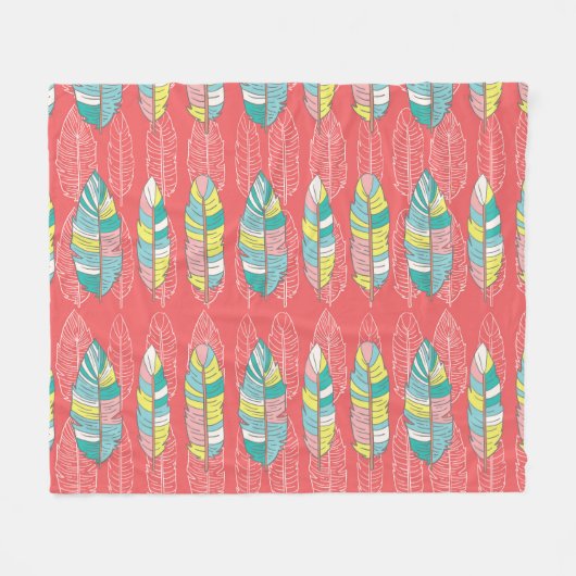 Farbenfrohe, endlose Feather Textur Fleecedecke (Vorderseite (Horizontal))